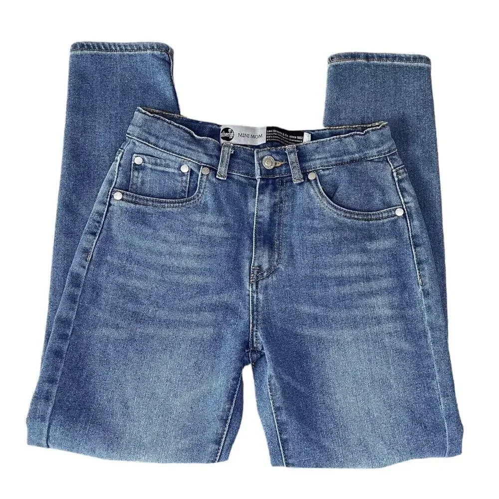 Levi's Girls Silver Tab Mini Mom High Rise Medium Wash Jeans Size 12 - EUC - Picture 4 of 12